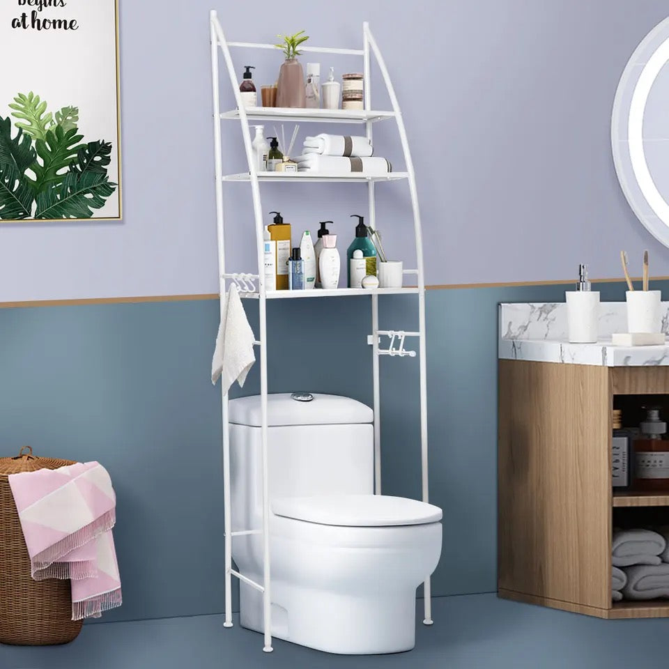 Étagère de rangement au-dessus des toilettes